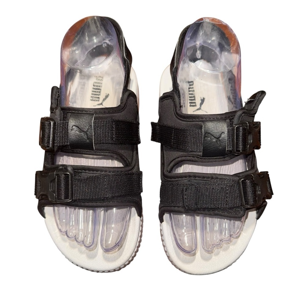 Puma Black Platform Sport Sandals Double Buckle Slides Sz 7.5-8